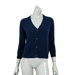 Vanessa Bruno Women's Wool Cashmere Cardigan Sweater Navy Blue Size Medium